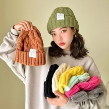 Горячая вязаная шапка для детей корейская ретро - стопка шерстяная шапка мужская трикотажная шапка