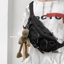 Chest bag male trendy brand Japanese small satchel sports style female tide ins Street tooling function shoulder bag trend running bag