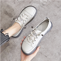 Hong Kong Tide brand flat bottom white shoes women 2021 autumn and winter New Wild one pedal beef shoes pregnant women shoes