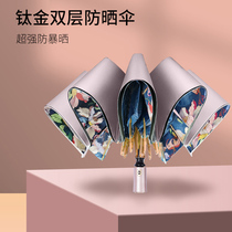Double layer automatic Parasol Female summer super strong sun protection UV sunshade umbrella rain dual use 2021 new strong