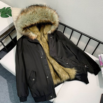Parker jacket 2021 winter tide man mink coat liner mink hair detachable hooded size men's fur