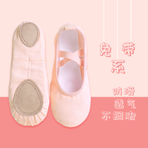 Dance shoes Childrens female practice shoes pink soft bottom non-slip ballet shoes cat claw no tie-up elastic dance shoes men