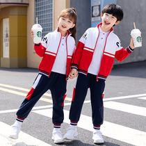 School uniform set Primary School kindergarten Garden uniform spring and autumn red childrens cotton sports class suit three sets