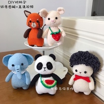 Long Ma Zai handmade diy crochet doll fat fat animal panda hedgehog pig weaving material bag