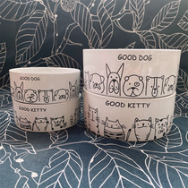 Microflawless Outlet Ceramic Pet Bowl Cat Kitty Dog Food Basin Drink Water To Eat White Cute Cartoon Pattern Cute