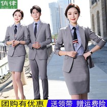 Gray blazer female Korean Bank formal dress men and women same professional suit suit suit suit 4s shop sales work clothes