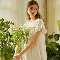 Dust-Hee Original Princess Cute Pure Color Combed Cotton Sleeping Skirt Woman Summer Thin style short sleeve big code French style home conserved autumn