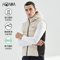HONMA new golf mens down horse clip hooded stitching stretch cloth white goose down filled sports