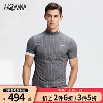 HONMA2021 new golf mens short sleeve t-shirt half high collar print vertical stripes refreshing and comfortable