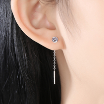 Pure silver earrings female earrings 925 silver earbuds Korean version simplified approximately single drill four-claw single drill short 100 lap net red flow Su