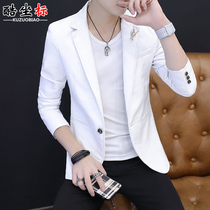 Autumn mens coat trend handsome leather suit Mens Korean version slim small suit Youth casual top mens clothing