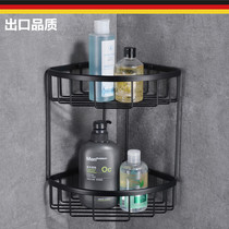 Export Germany black double triangle net basket toilet shower gel shelf bathroom golden tripod wall hanging