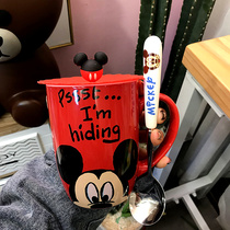 Cute cartoon super cute big capacity Breakfast Milk Cup Big Mug Coffee Cup couple with spoon ceramic water Cup