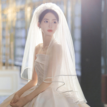 (Yunxi) Zhang Xinyu with the same short head yarn Hemming yarn White simple covering double satin