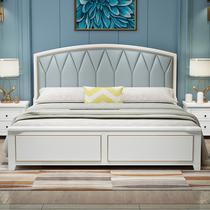 American wood bed 1 8 meters modern minimalist Double 1 5 meters soft light luxury white queen high Box storage furniture