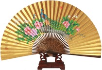 All Brown fan craft Shaoxing traditional hair full gold brush gold mud gold folding fan Opera special brush gold fan