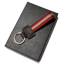 High-grade quality leather keychain Italian cowhide woven car key pendant key ring couple creative