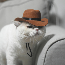  Cat cowboy hat Pet headdress Western cowboy hat Photo dog Small dog helmet Straw pet hat
