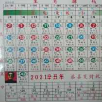 2021 Six Color 12 Zodiac Card Hong Kong Taiwan Macau General Wave Five-Line Reference Table