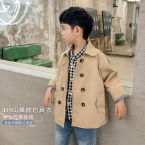 Childrens clothing spring and autumn childrens wind coat jacket double-breasted coat 2021 new foreign style mens Korean version of the coat autumn