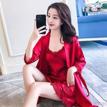 Sleeping Dress Woman 2022 New Summer Ice Wire Harness Sexy Two Sets Real Silk Senior With Chest Cushion Lady Pyjamas