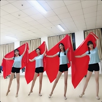 Fanghua with the same dance silk scarf performance satin professional dance big red square towel Chinese red annual meeting stage props