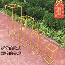 New wedding iron geometric Road Guide long square frame ornaments wedding arrangement table road guide cuboid flower props