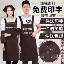 Apron custom logo printing commercial cotton overalls women custom-made waterproof kitchen catering special waist men