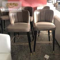 Sales office solid wood light luxury bar chair Nordic simple front desk reception high chair post-modern creative bar chair