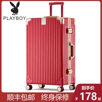 Playboy suitcase female 24 inch retro rod box male universal wheel 26 password suitcase 20 durable thickened