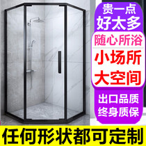  Net red diamond shower room partition single sliding door push-pull glass shower room bathroom stainless steel wet and dry separation