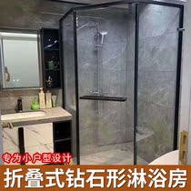 Custom Bathroom Diamond Type Flat Door Open 304 Stainless Steel Toughened Explosion Proof Glass Shower Room Diamond Shaped Shower Room