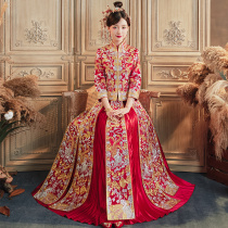  Dragon and phoenix coat bride 2021 new Xiuhe dress wedding Chinese wedding dress summer cabinet dress slim toast dress