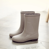 Japanese style high quality fashion rain shoes womens middle tube work water shoes Non-slip rubber shoes Waterproof rain boots galoshes water boots rain boots