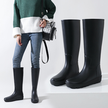 New womens rain shoes fashion outside wear water shoes high tube waterproof rain boots Womens thick long tube water boots non-slip rubber shoes