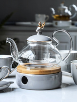 European fruit flower teapot tea cup set household heat-resistant glass candle heating English afternoon tea cup tea set