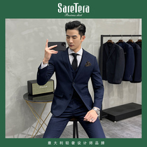 Saretera Striped suit Suit Mens business professional formal wedding dress Italian slim groom suit