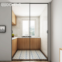 Kitchen Push Ramen Extremely Narrow Toilet Balcony PD Folding Door Titanium magnesium alloy Four-three linked glass shifting door hanging rail
