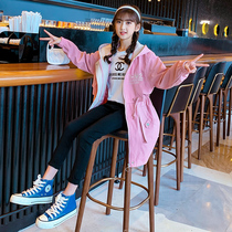 Girl coat autumn clothing 2021 New Tide leisure big child windbreaker foreign style children long coat fashion girl