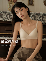 Xin help Bra vertical stripe underwear women without steel ring student Bra thin girl small chest gather comfortable Bra