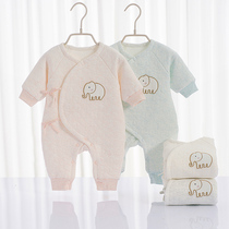 Newborn baby one-piece autumn baby air cotton long sleeve boneless clothes 0-early March birth clothes spring and autumn climbing clothes