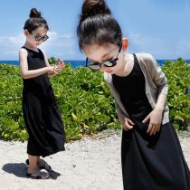  Girls  dresses Pure cotton vest long skirt Beach skirt Summer Korean childrens suspender skirt Medium and large childrens long skirt
