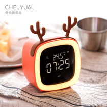  Alarm clock Student mute bedside luminous electronic clock alarm Cute cartoon childrens special creative personality lazy person