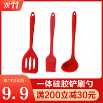 Baby food supplement silicone small spatula soup spoon oil brush wheat rice Stone non-stick pan high temperature resistant set stir-fry shovel
