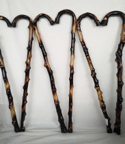 Retro solid wood one natural rattan old man wooden crutch non-slip massage cane wooden crutch cane Vine longevity stick