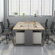 Coarse steel frame office table and chair combination card holder 4 four people 6 staff station computer simple modern office table