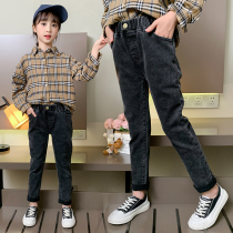 Girls pants spring and autumn clothes foreign clothes autumn trousers girls children small feet pencil pants jeans