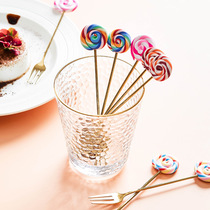304 stainless steel fork and spoon Creative cute lollipop dessert fork spoon fruit fork afternoon tea coffee stirring spoon