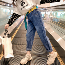 Girls jeans spring and autumn 2021 new foreign style childrens loose trousers