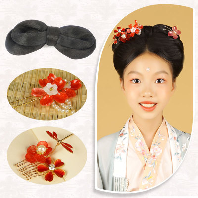 taobao agent Costume Han clothing wig Girl Bows Bowbon Paper with ancient style buns, the Song of the Song Dynasty headwear full set